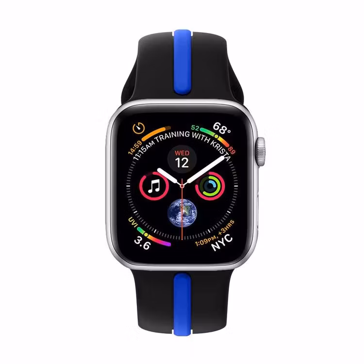 Armband sport för Apple Watch Svart/Blå 45mm