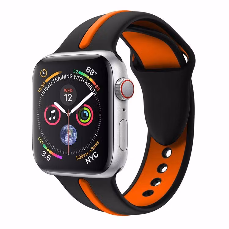 Armband sport för Apple Watch Svart/Orange 45mm