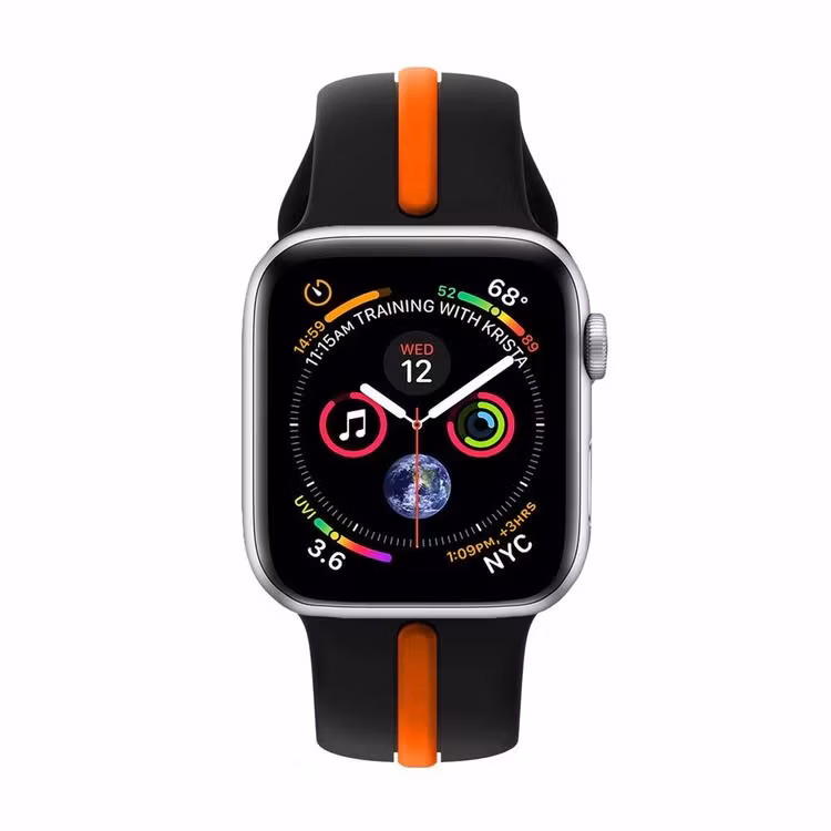 Armband sport för Apple Watch Svart/Orange 45mm