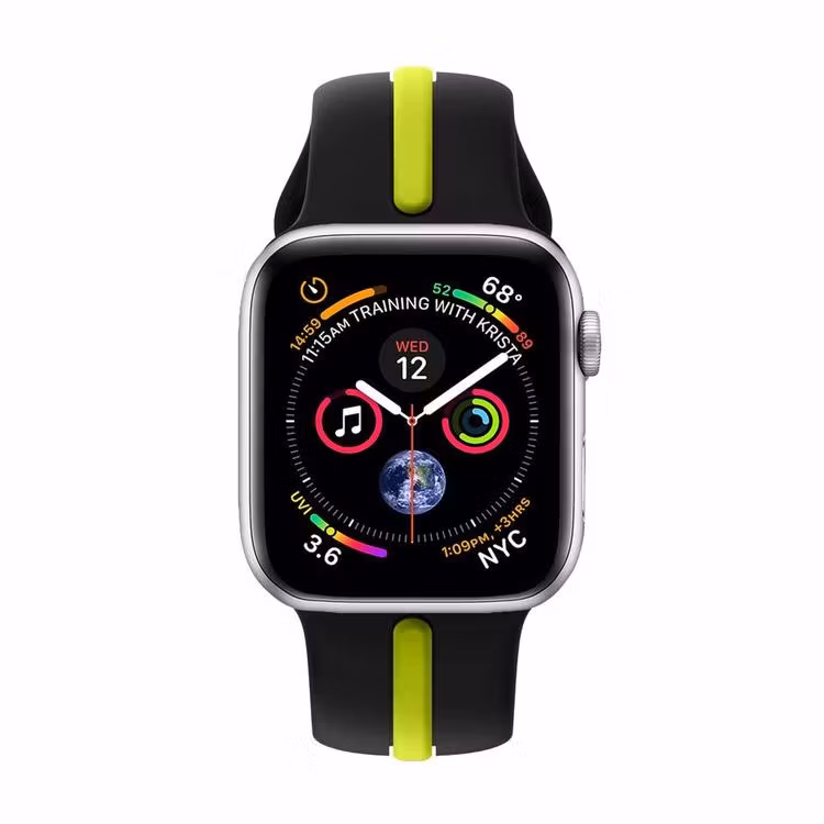 Armband sport för Apple Watch Svart/Grön 45mm