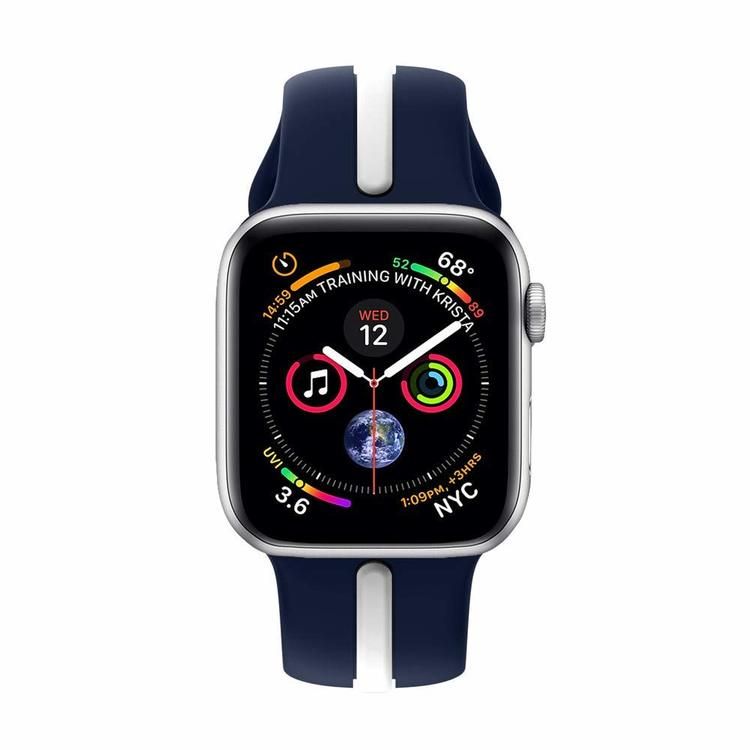 Armband sport för Apple Watch Blå/Vit 45mm