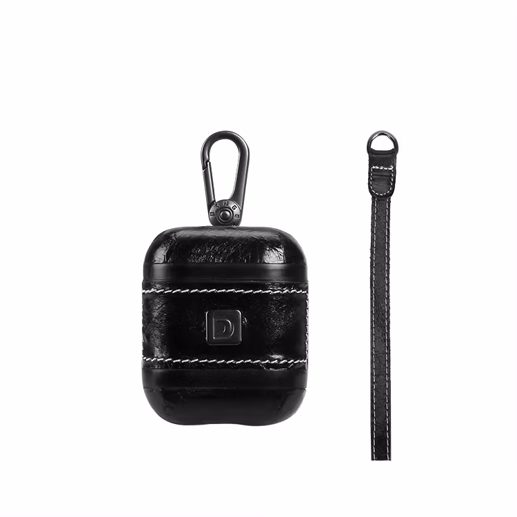 AirPods Äkta Läder Fodral Svart
