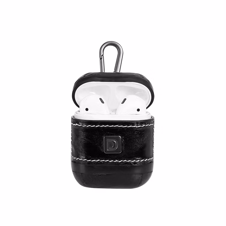 AirPods Äkta Läder Fodral Svart