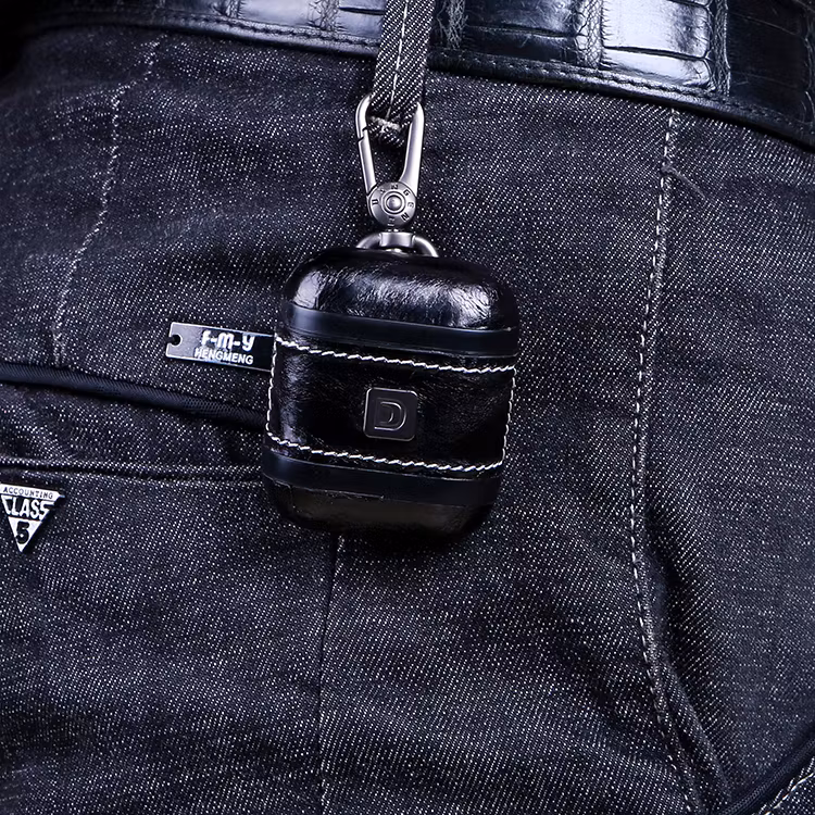 AirPods Äkta Läder Fodral Svart
