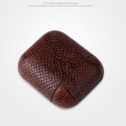 AirPods PU-Läder Ormskinn Fodral Brunt