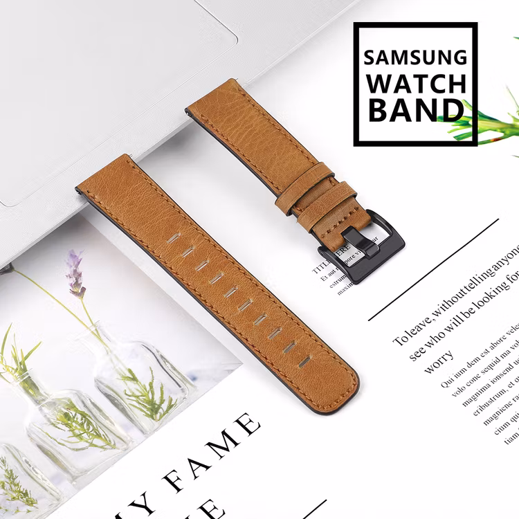 Samsung Galaxy 46mm Äkta Läder Ljusbrun