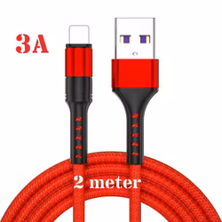 3-pack 2m - RÖD - Lightning 3A - /kabel/laddsladd/ snabbladdning