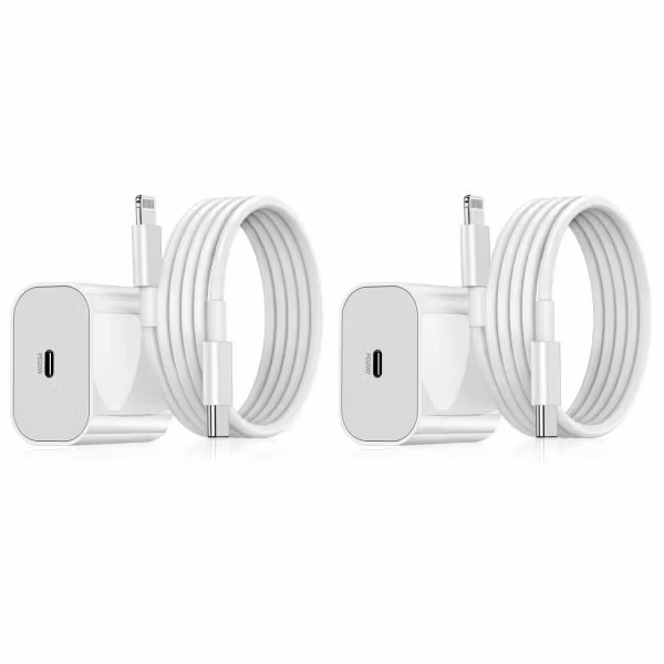 2-Pack - iPhone Laddare Snabbladdare - Adapter + Kabel 20W USB-C White 2-Pack