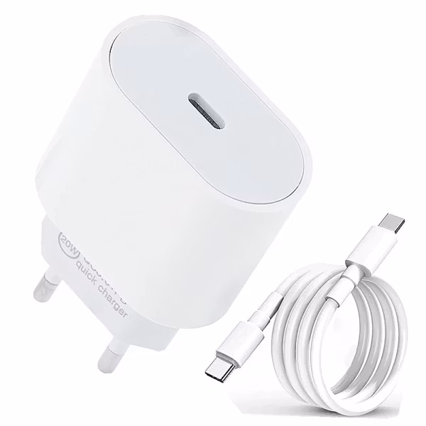 2-Pack - iPhone Laddare Snabbladdare - Adapter + Kabel 20W USB-C White 2-Pack