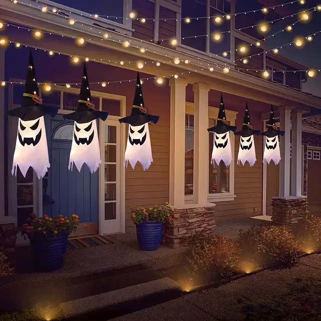 3 st Halloween LED Blinkande Ljus Hängande Spöke