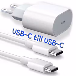 Laddare till iPhone 15 Adapter Snabbladdare USB-C Kabel Vit