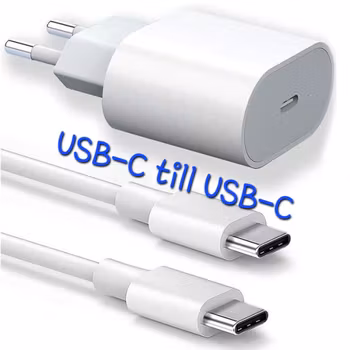 Laddare till iPhone 15 Adapter Snabbladdare USB-C Kabel Vit