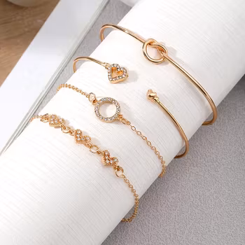 Guld Armlänkar - 4 Kedjor & Strass Guld