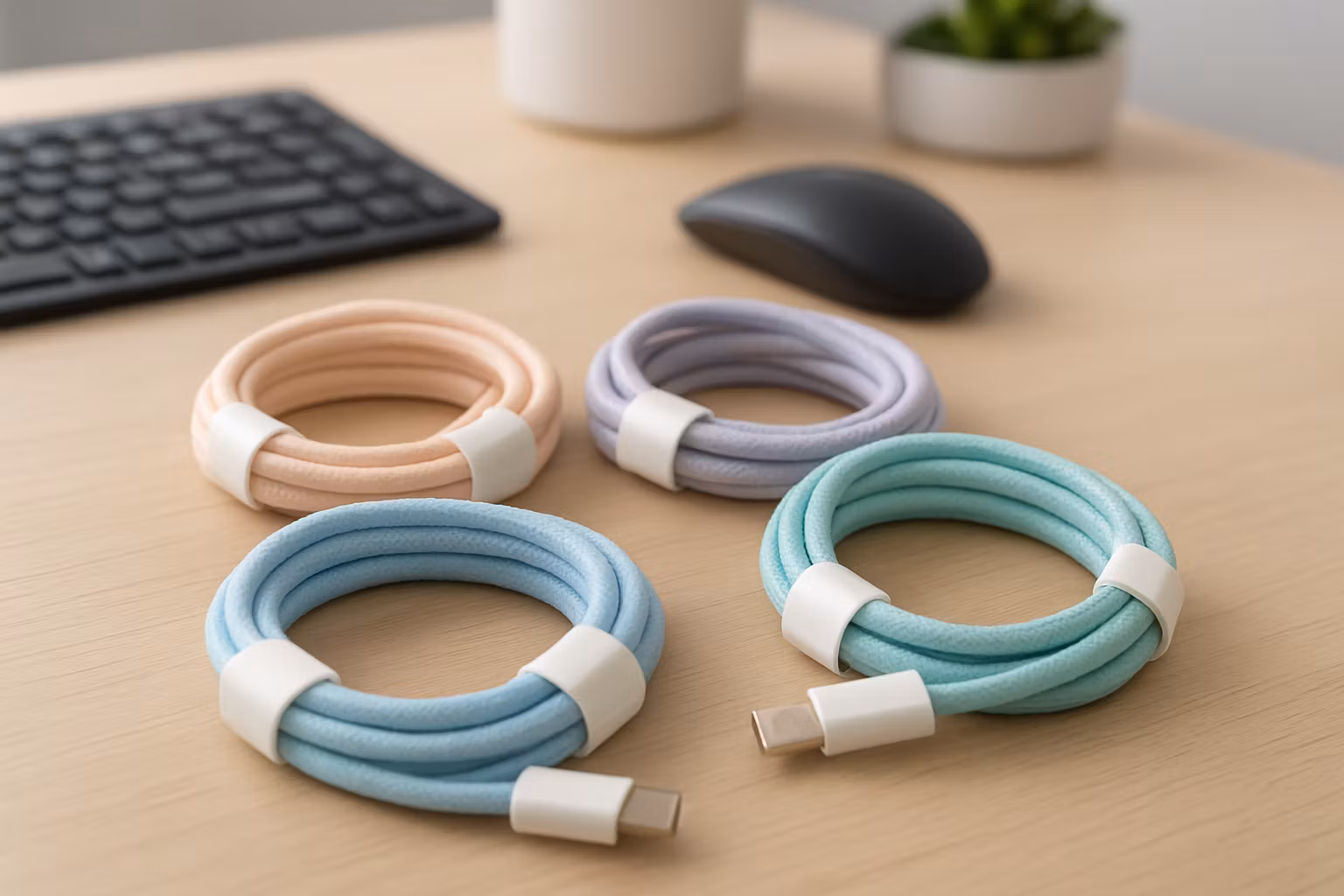 4-pack Färgglada nylonkablar 2m