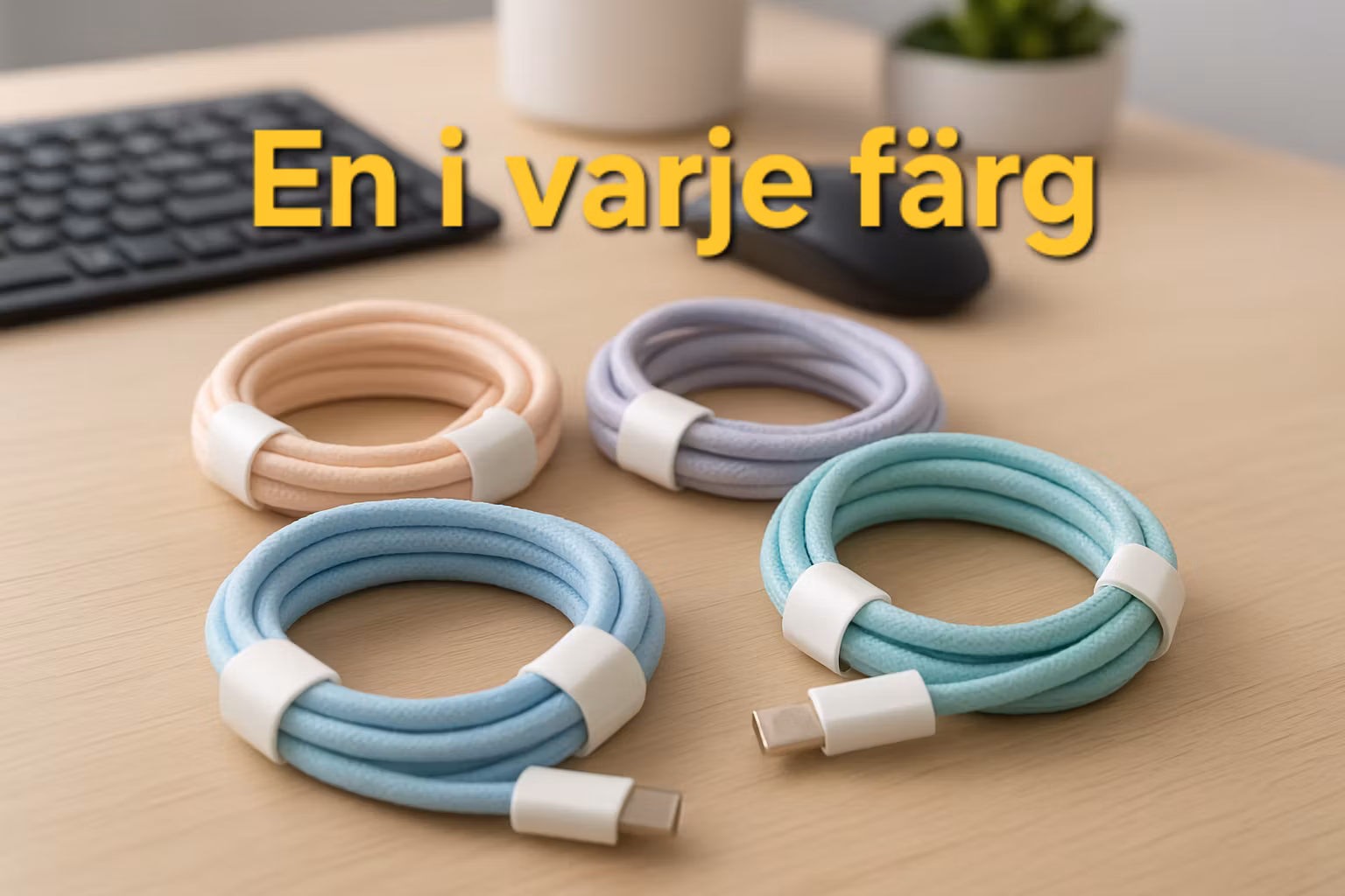 4-pack Färgglada nylonkablar 2m