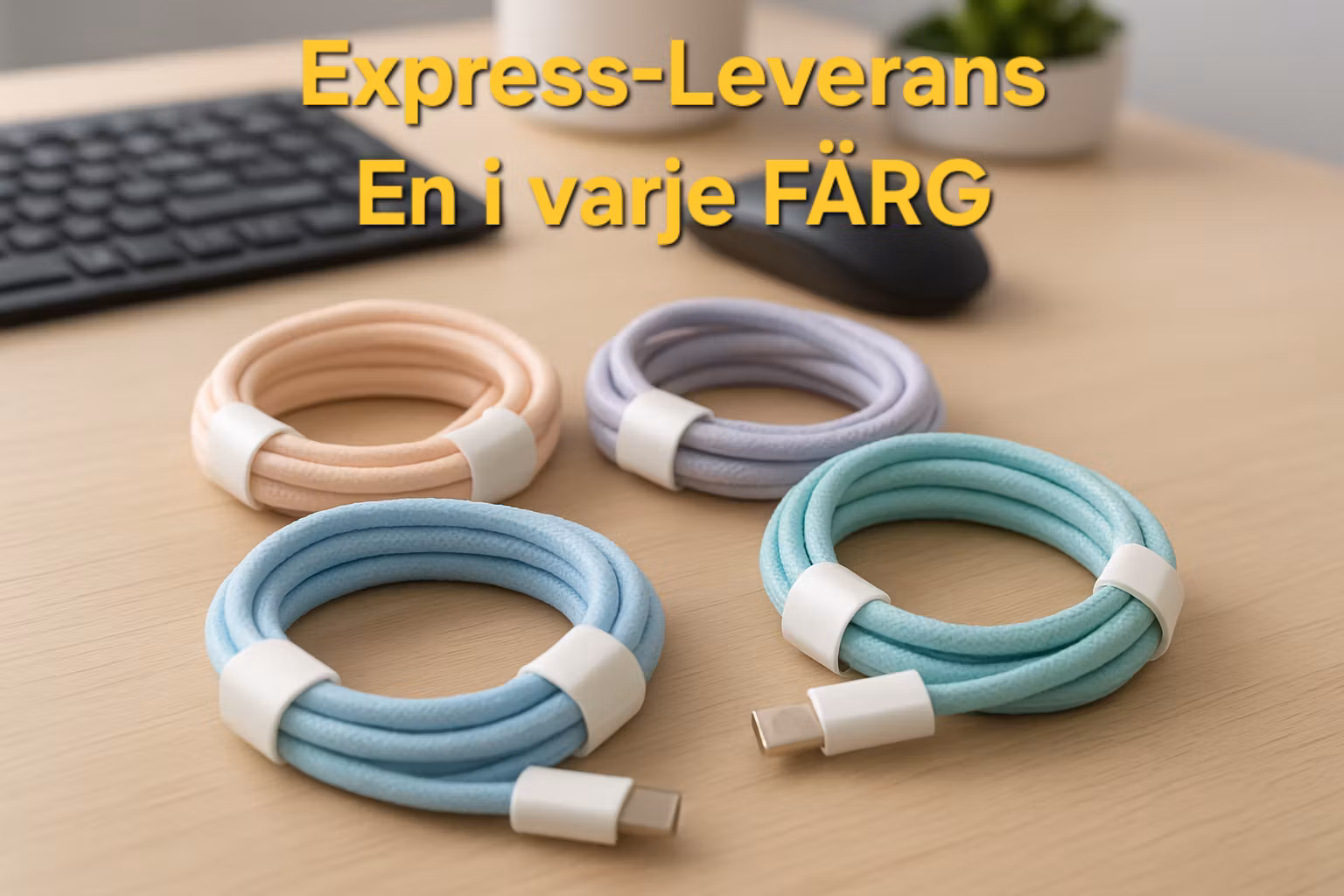 4-pack Färgglada nylonkablar 2m