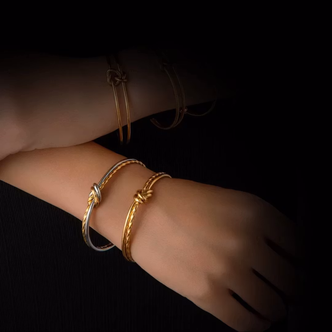 Guldpläterad Knut Armband Öppningsbar Armring