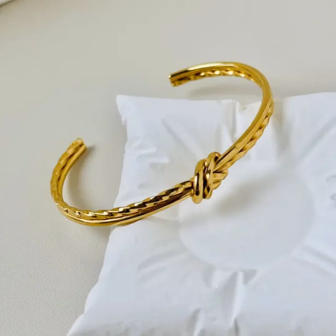 Guldpläterad Knut Armband Öppningsbar Armring