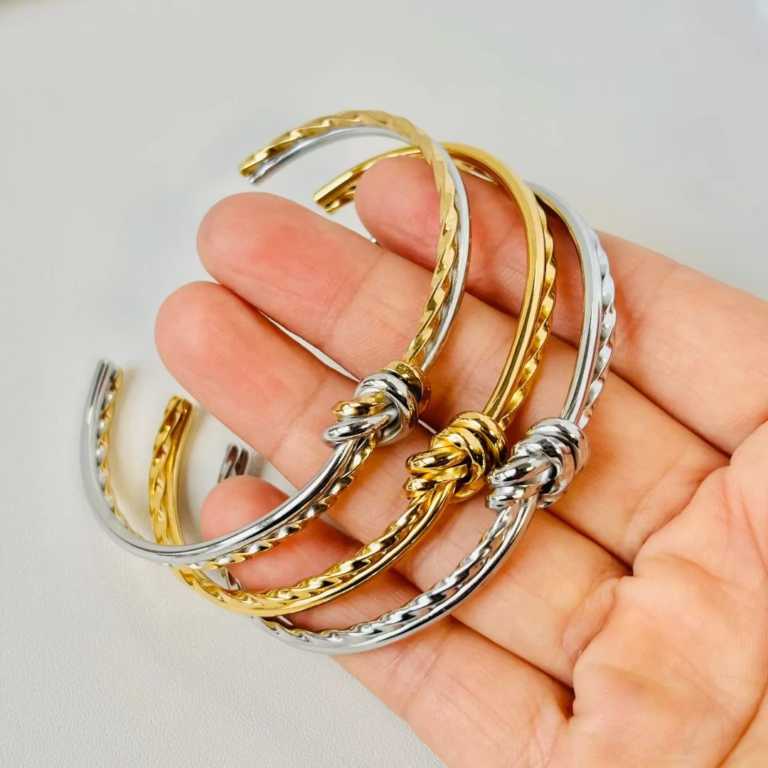 Guldpläterad Knut Armband Öppningsbar Armring