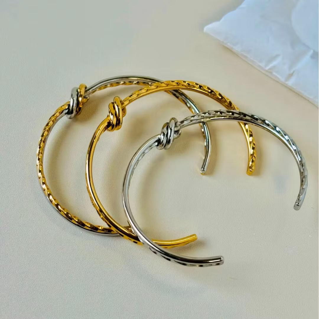 Guldpläterad Knut Armband Öppningsbar Armring