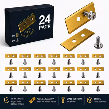 Titanbelagda knivar – 24 Pack inkl. Rostfria Skruvar