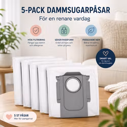 5-pack dammsugarpåsar - passar till Roborock Saros 20 Sonic
