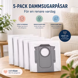 5-pack dammsugarpåsar - passar till Roborock Saros 20 Sonic