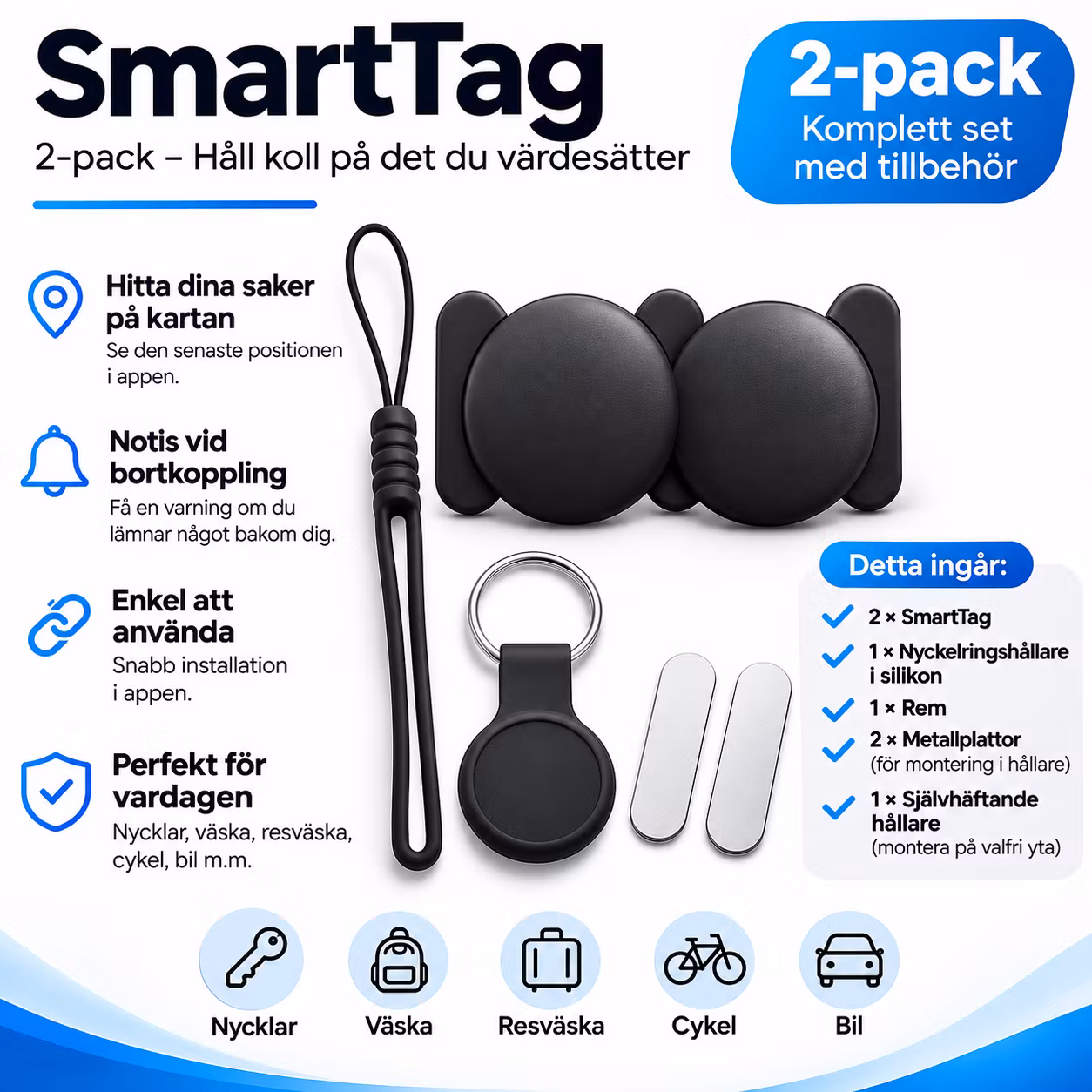 2-pack Smarttag utan varning! Välj Operativ-SYSTEM
