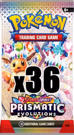36 stk POKEMON PRISMATIC EVOLUTIONS BOOSTER (ÅPNES LIVE)