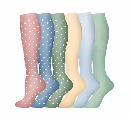 6-Pack Stödstrumpor Dots & Pastell