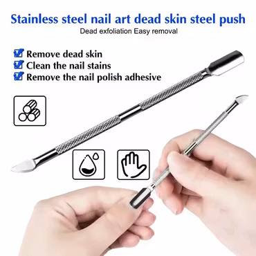 Dubbelsidigt nagelverktyg med nagelbands-pusher