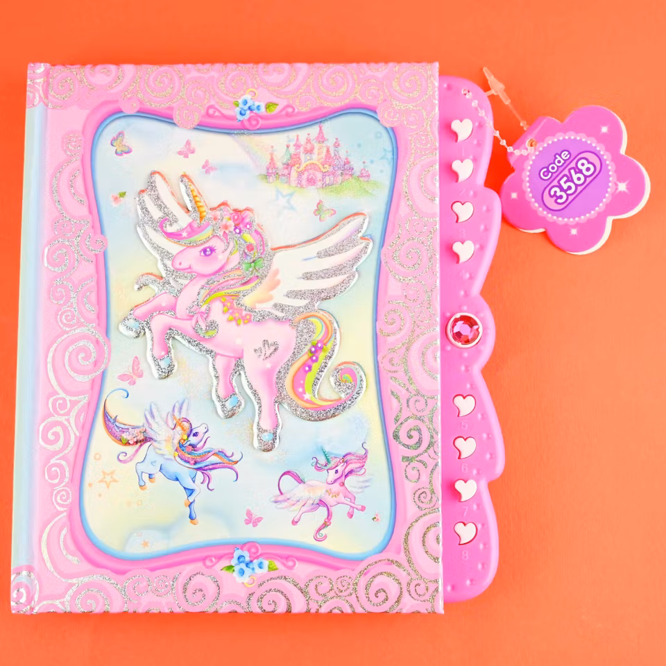 Dagbokset med pennor - DIARY SET w SECRET PEN UNICORN 2