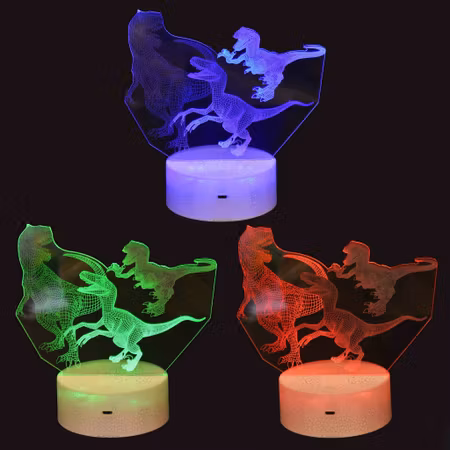 3-D ledlight lampa Dinosaur -3D LED LIGHT DINOSAUR w REMOTE 18cm