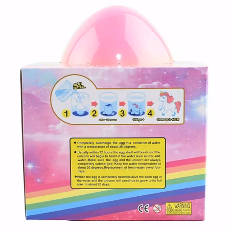 Extra Stort Growing Egg Unicorn 18 cm
