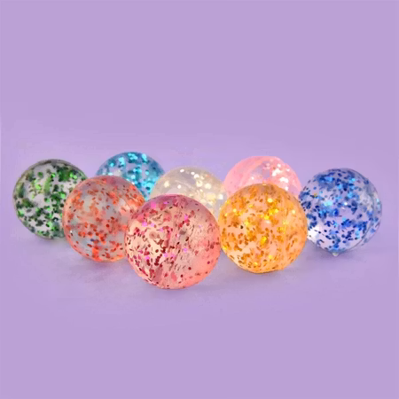 Glitter Studsboll i Nät 3-pack  - Bouncing ball glitter
