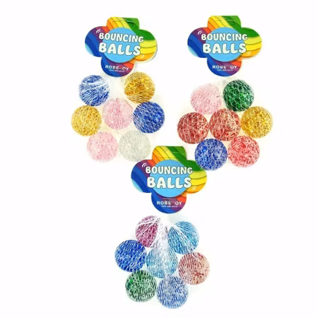 Glitter Studsboll i Nät 3-pack  - Bouncing ball glitter