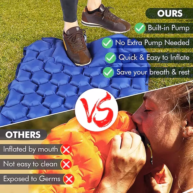 Uppblåsbart liggunderlag med pump