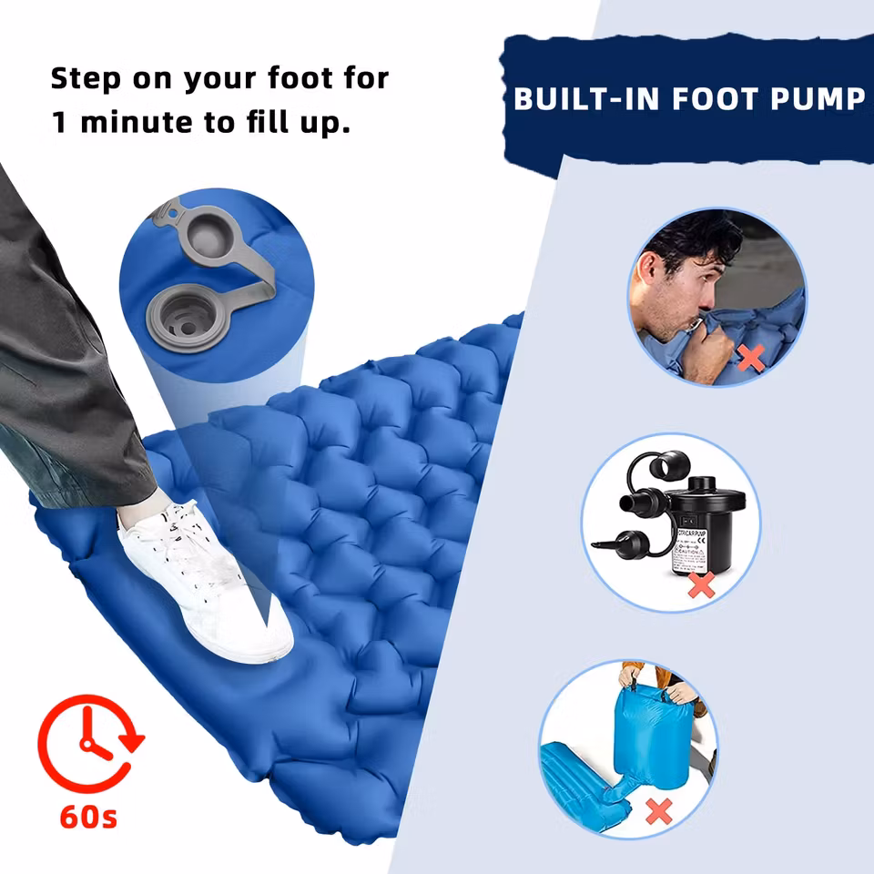 Uppblåsbart liggunderlag med pump