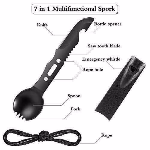 7 i 1 multifunktionell campingsked
