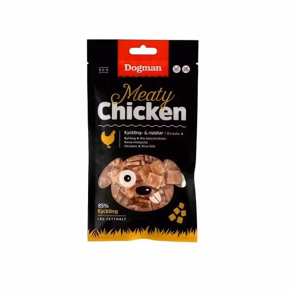 Hundgodis Meaty Kyckling och Risbitar 80g