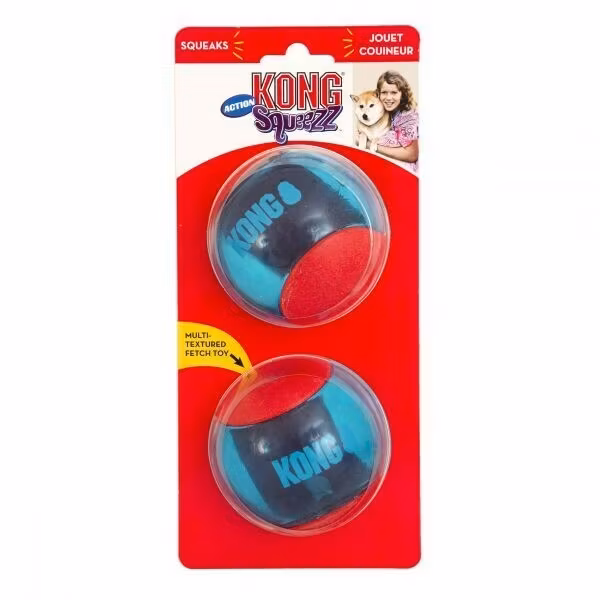 KONG Leksak Squeezz Action Ball 2p Flerfärgad L 8cm