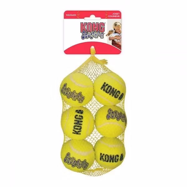KONG Leksak SqueakAir Balls 6p Gul M 6cm