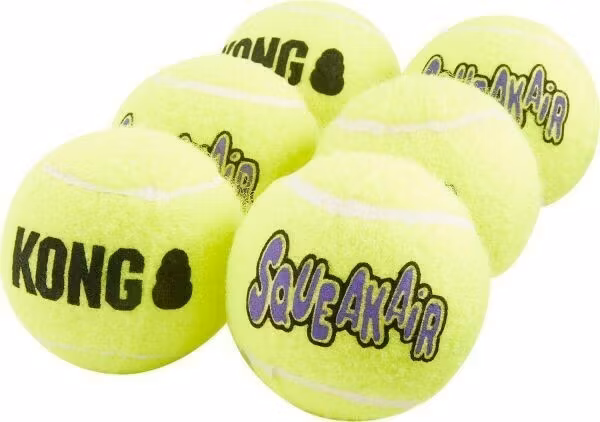 KONG Leksak SqueakAir Balls 6p Gul M 6cm