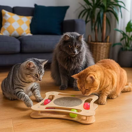 Aktivetetsleksak med utbytbar pappklös, trä, 35 × 4 × 35 cm