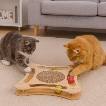 Aktivetetsleksak med utbytbar pappklös, trä, 35 × 4 × 35 cm