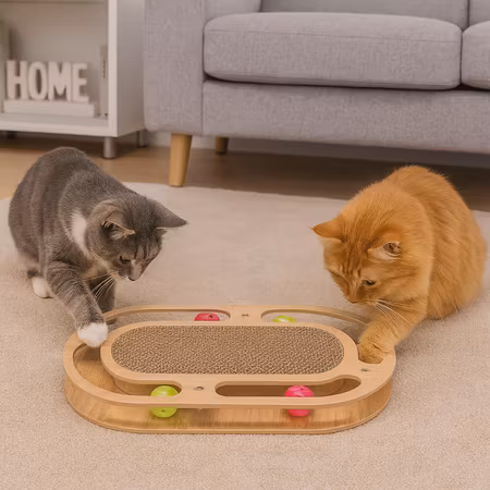 Aktivetetsleksak med utbytbar pappklös, trä, 46 × 4 × 25 cm