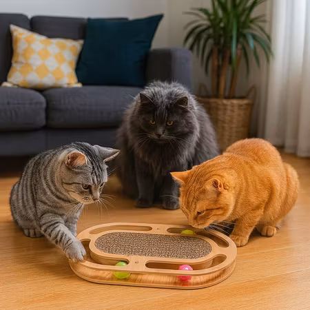 Aktivetetsleksak med utbytbar pappklös, trä, 46 × 4 × 25 cm