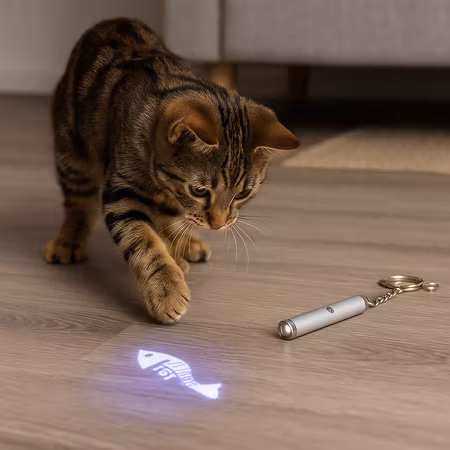 Laser-pekare, Moving Light, 11 cm, plast, vit/blå