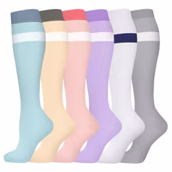 6-Pack Kompressionsstrumpor Pastell Stripe Lyx