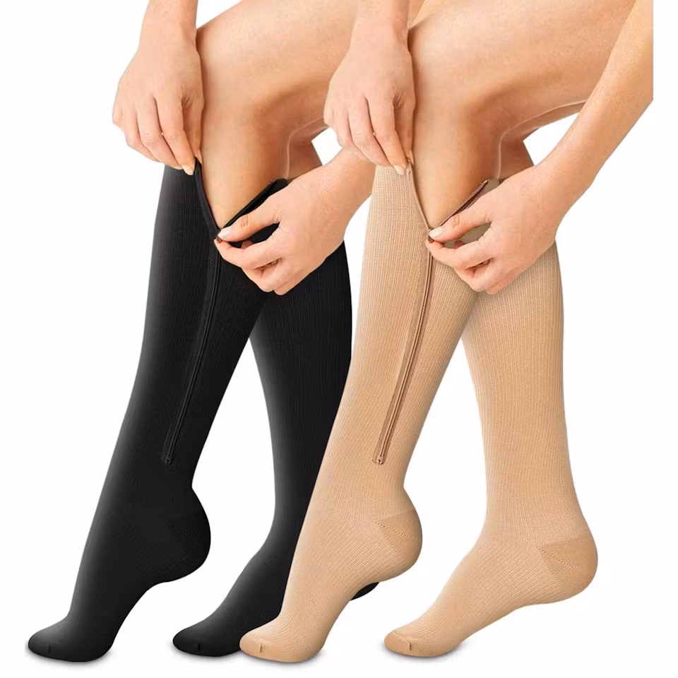 1 Par Kompressionsstrumpor med tå och dragkedja